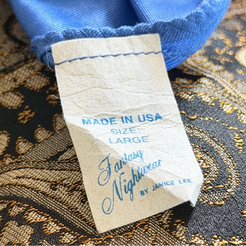 Vintage Janice Lee Blue Lace Trim Slip Nightgown Size L | Fantasy Nightwear - Picture 10 of 10
